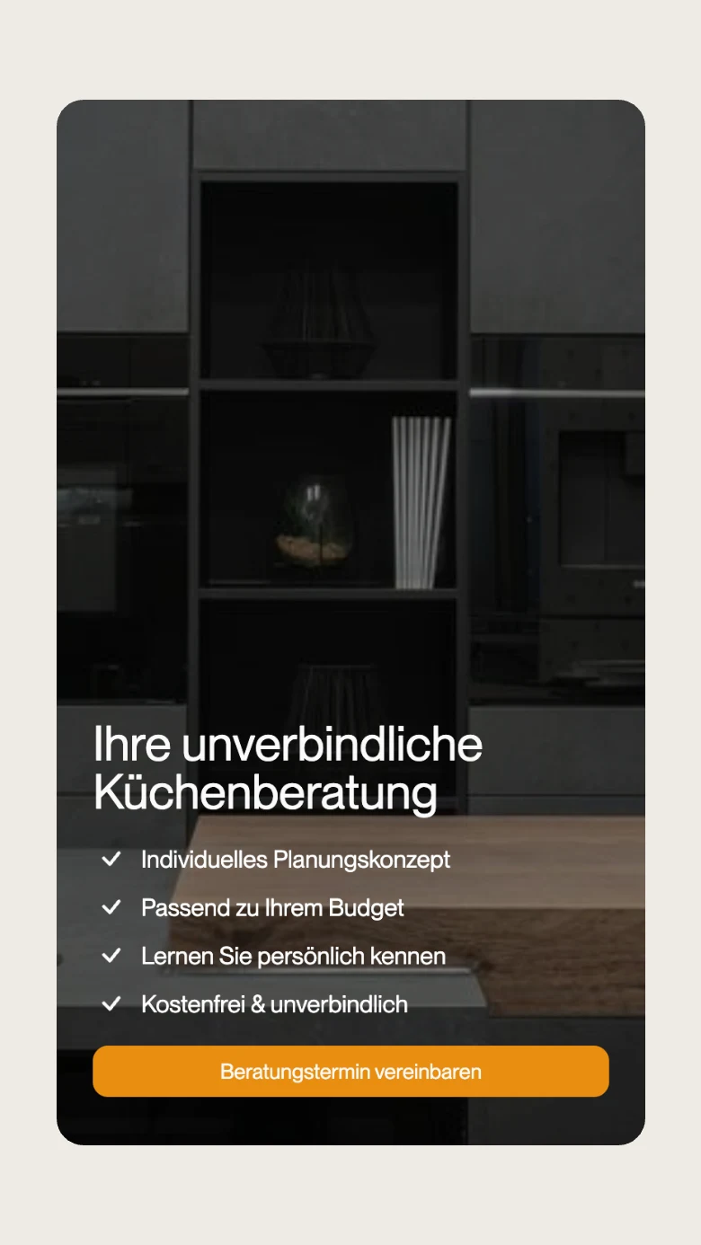 Bereich zur Küchenberatung auf dem Smartphone mit Button für einen Termin